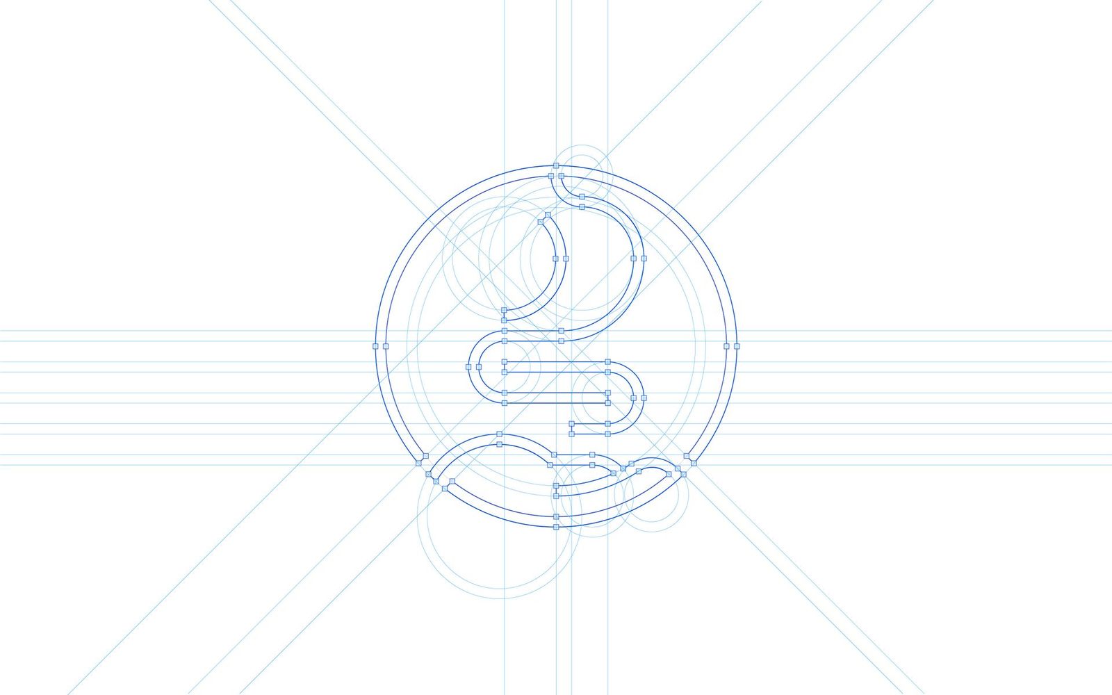 Logo construction grid showing circles and guide lines