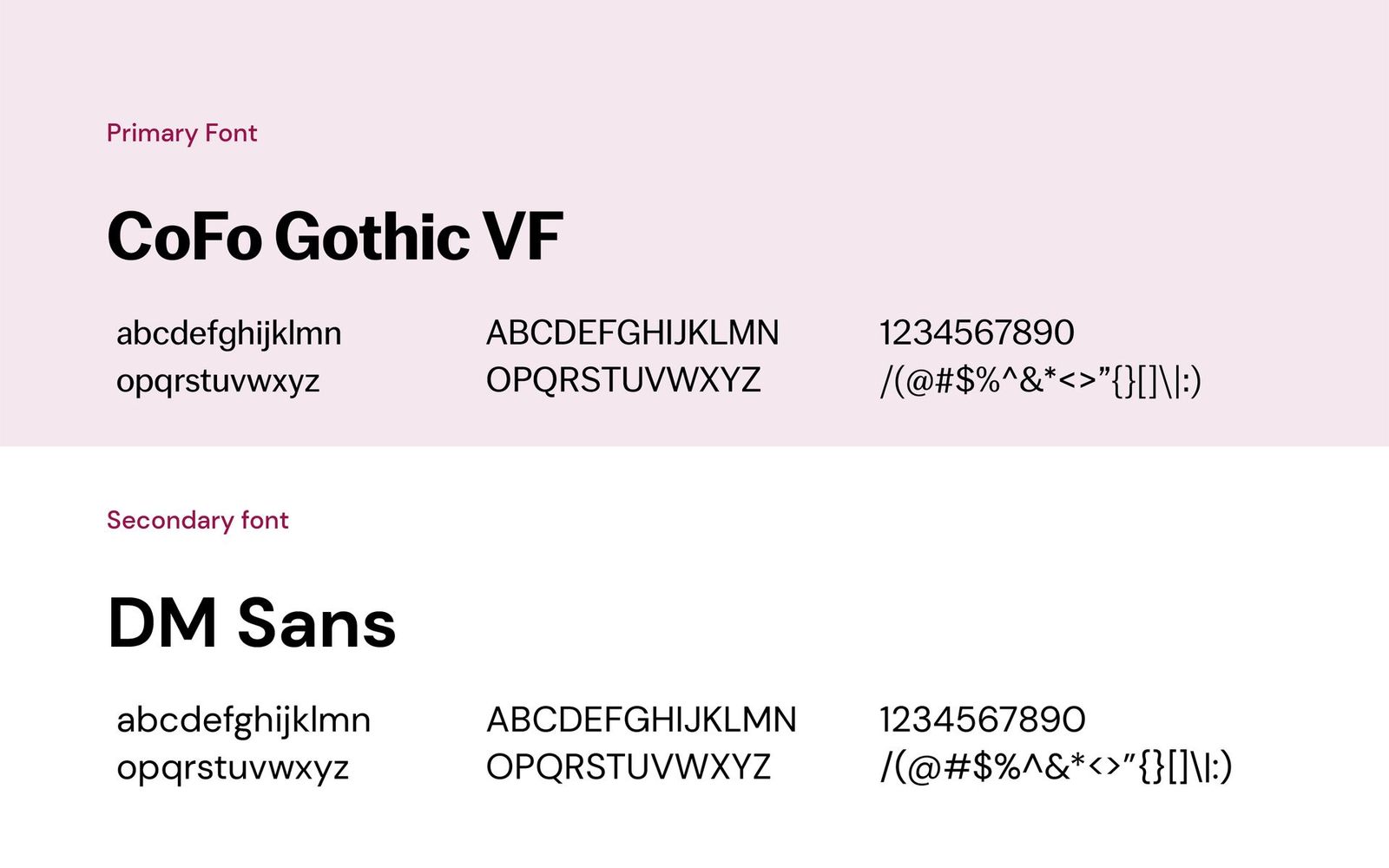 Typefaces CoFo Gothic and DM Sans