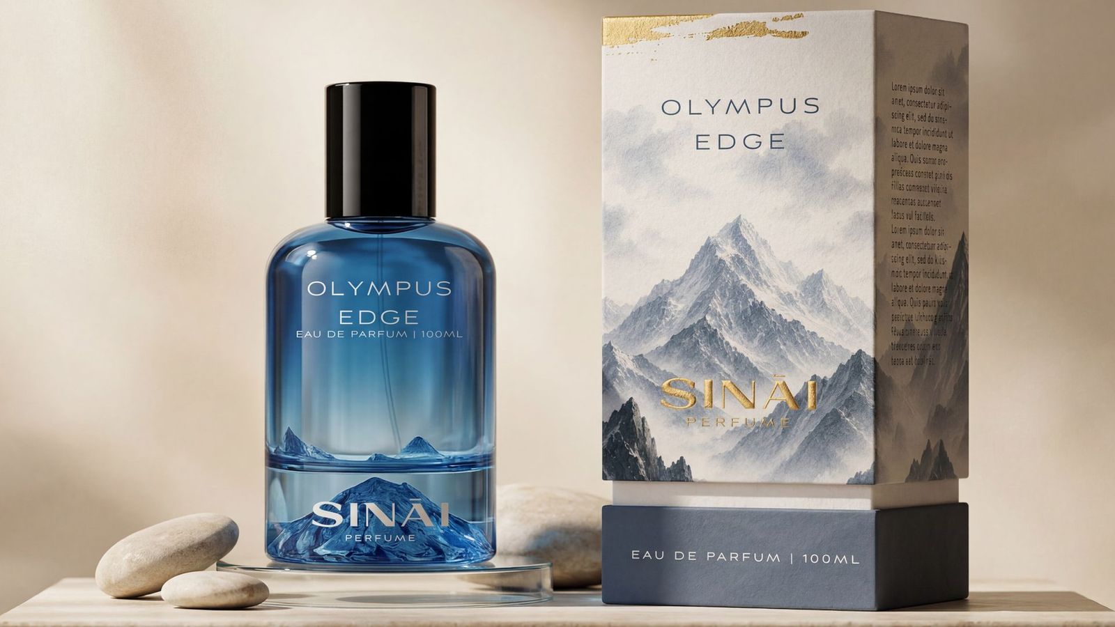 SINĀI Olympus Edge perfume bottle and box