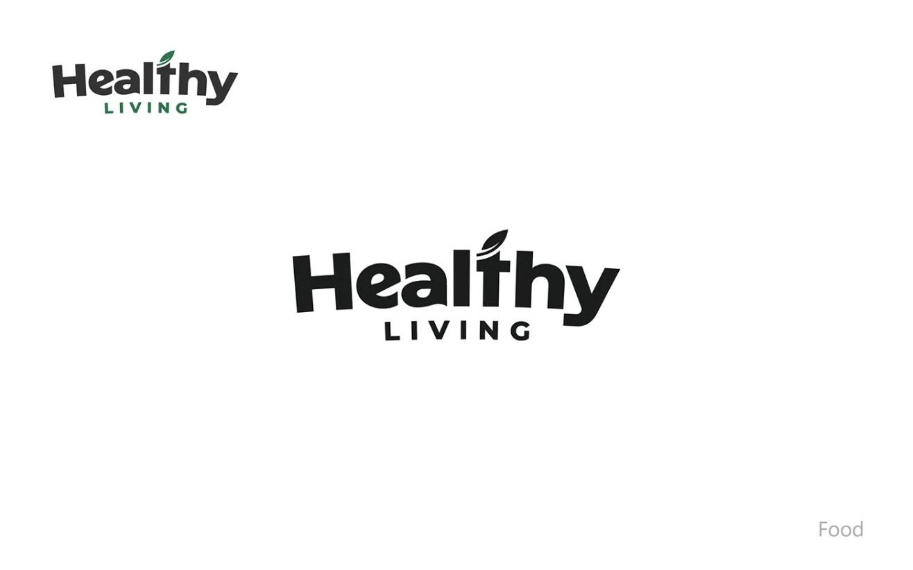 Healthy Living logo with a leaf on the letter t