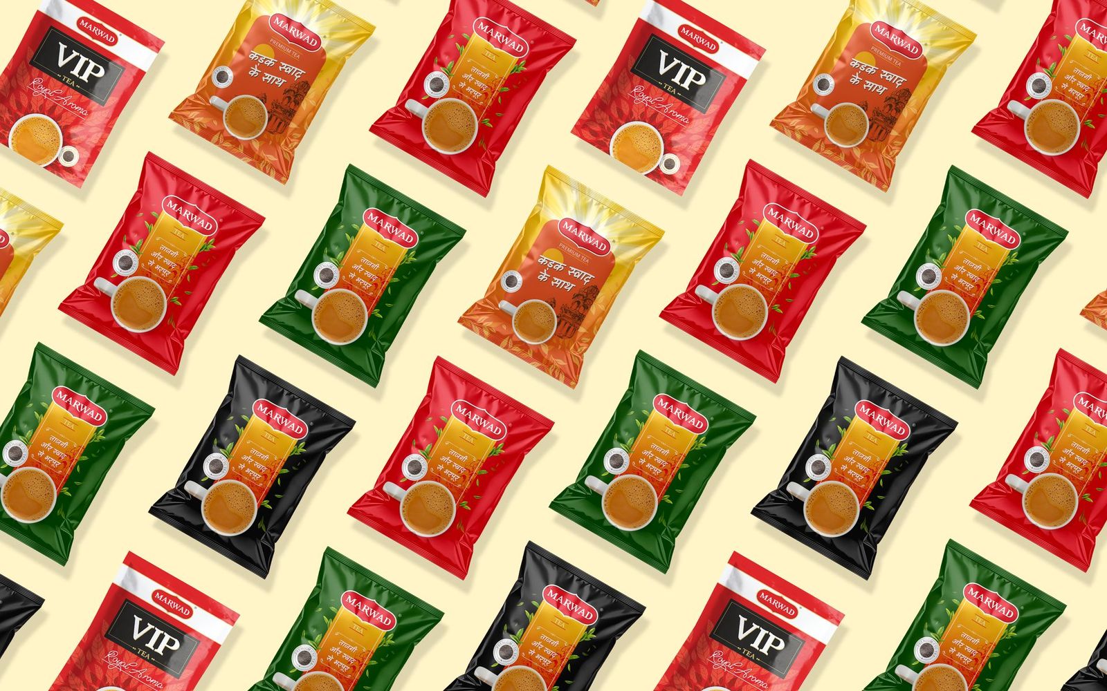 Pattern of the full Marwad Tea pack range