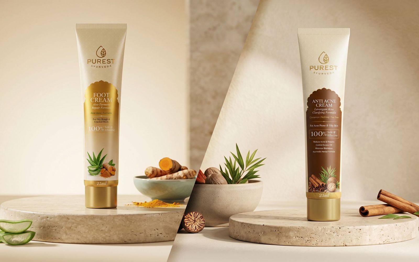 Foot cream and anti acne cream tubes