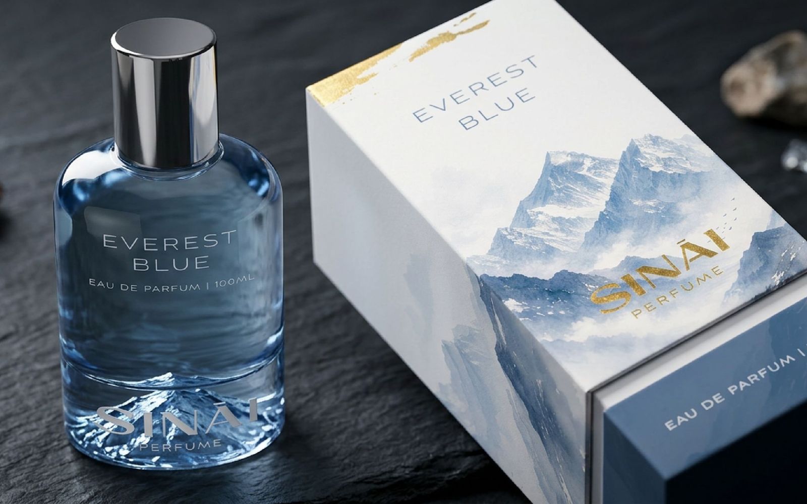 Everest Blue box close-up with gold foil wordmark